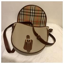 Burberry-Vintage Burberrys saddle bag / crossbody bag-Brown,Khaki