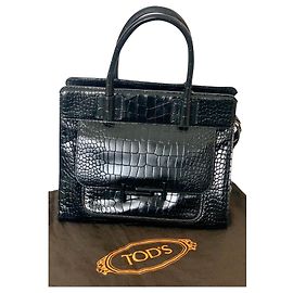 Tod's Sac Cabas, doublé T M, Cuir de tortue Noir