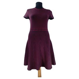 Versace Kleid Gestreift Bordeaux Schwarz Mehrfarben