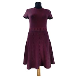 Robe Versace Rayée Bordeaux Noir Multicolore
