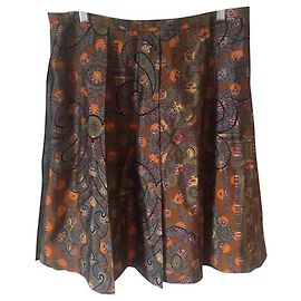 Louis Vuitton Ruffled Silk Midi Skirt Flowers Japanese Pattern 42 Multiple colors