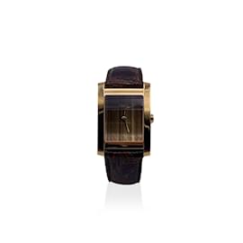 Fendi-Gold Plated Rectangle 7000 G Quartz Wrist Watch Brown Dial-Brown