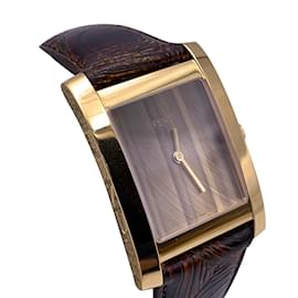Fendi-Rectangle Plaqué Or 7000 G montre-bracelet à quartz cadran brun-Marron