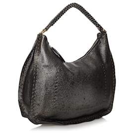Fendi-Sac besace Fendi Selleria en cuir noir-Noir