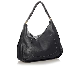 Fendi-Fendi Sac à bandoulière en cuir Selleria noir-Noir
