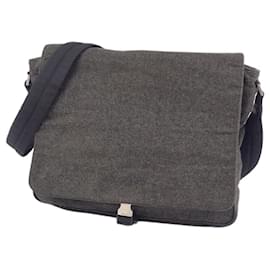 Prada-[Used]  Prada PRADA Bag Triangle Logo Plate Shoulder Bag Messenger Bag Wool Men's Bag Charcoal-Dark green
