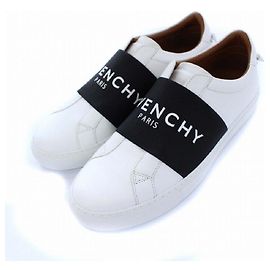 [Gebraucht] GIVENCHY Webbing Leder Sneakers Slip-on Flache Schuhe Logo 38 24.0cm Weiß Schwarz Weiß Schwarz DN0179 / KH Herren Schwarz Weiß