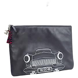 Chanel-[Used] CHANEL Chanel HABANA clutch bag car motif A82593 lambskin black silver metal fittings-Black