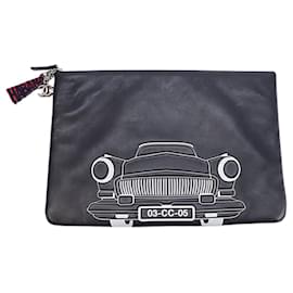 Chanel-[Used] CHANEL Chanel HABANA clutch bag car motif A82593 lambskin black silver metal fittings-Black