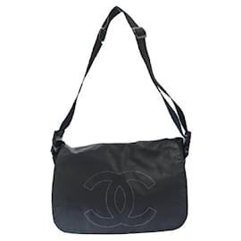 Chanel-[Used] CHANEL Sports Line Coco  Mark Messenger Rubber Shoulder Bag Black Vintage A46093-Black