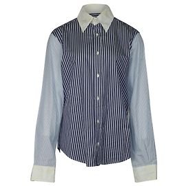 Camicia Just Cavalli Rigata a Contrasto in Cotone Blu Altro