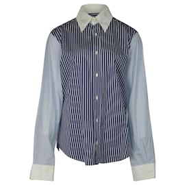 Just Cavalli-Camisa de algodón azul con rayas en contraste de Just Cavalli-Otro