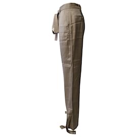 Valentino-Pantalones con cinturón Valentino en viscosa beige-Beige