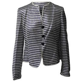Giacca Lucida a Righe Armani Collezioni in Viscosa Multicolor Altro Stampa python