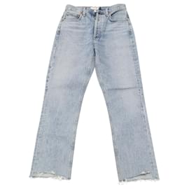 Autre Marque-Jeans Agolde Riley Straight Leg Crop em Algodão Azul Claro-Azul,Azul claro