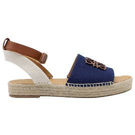 Espadrillas Loewe Anagram in tela blu navy e pelle di vitello Blu Blu navy