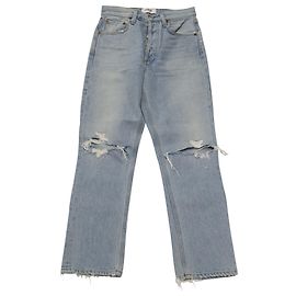Vaqueros cortos rectos de tiro alto Riley de Agolde en denim de algodón azul Azul Azul claro