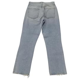Autre Marque-Agolde Riley High Rise Straight Crop Jeans in Blue Cotton Denim-Other