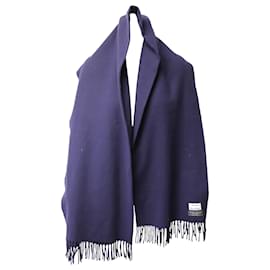 Autre Marque-Acne Studios Canada Fringed Scarf in Navy Blue Wool-Navy blue