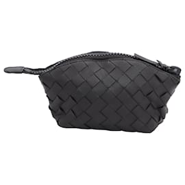 Bottega Veneta-Bottega Veneta Intrecciato Pouch with Attached Shopper Bag in Black Leather-Black