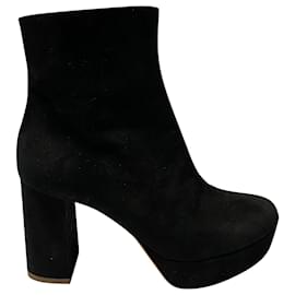 Mansur Gavriel-Mansur Gavriel Block Heel Ankle Boots in Black Suede-Black