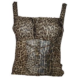 Roberto Cavalli Espartilho Estilo Cami Top em Nylon com estampa de leopardo Outro