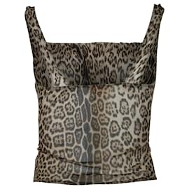Roberto Cavalli-Roberto Cavalli Corset Style Cami Top in Leopard Print Nylon-Other
