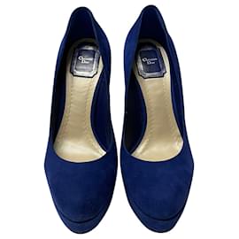 Dior-Christian Dior Miss Dior 130 Platform Pumps in Blue Suede-Blue,Navy blue