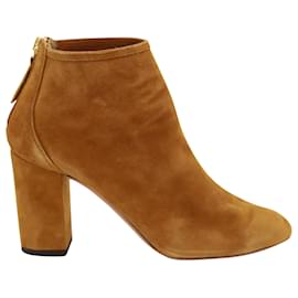 Aquazzura-Aquazzura Ankle Boots in Brown Suede-Yellow,Camel