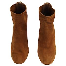 Aquazzura-Aquazzura Ankle Boots in Brown Suede-Yellow,Camel