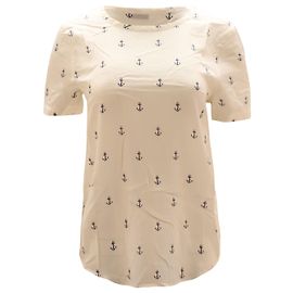 Equipment Riley Shirt with Anchor Pattern in White Print Silk Other