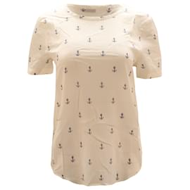 Equipment-Equipment Riley Shirt with Anchor Pattern in White Print Silk-Other