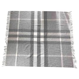 Burberry-PLAID BLANKET CAPE PONCHO BURBERRY CASHMERE NEW-Grey