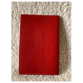Fendi-Tarjetero vintage de piel roja-Roja
