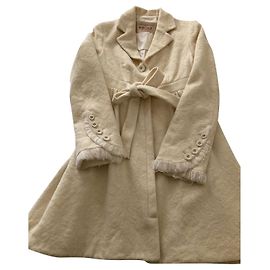 Autre Marque Cappotto in lana bianco con maniche foderate in seta Bianco