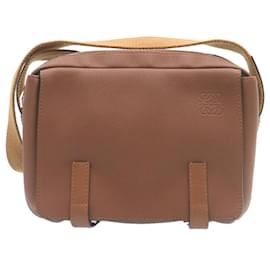 Loewe-LOEWE Military Messenger Bag XS Shoulder Bag Leather Brown Auth hk226-Brown