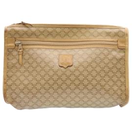 Céline-CELINE Macadam Canvas Clutch Bag PVC Leather Beige Auth 26718-Beige