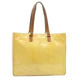 Louis Vuitton-LOUIS VUITTON Monogram Vernis Columbus Tote Bag Yellow M91047 LV Auth ar5887-Yellow