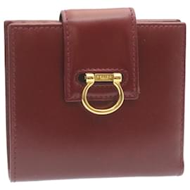 Céline-CELINE Bifold Wallet Leather Red Auth 28019-Red
