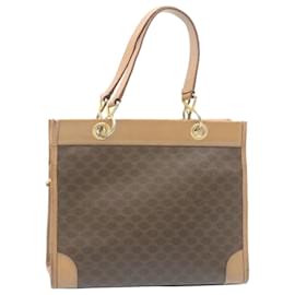 Céline-CELINE Macadam Canvas Hand Bag PVC Leather Brown Auth ki1291-Brown
