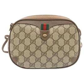 Gucci-GUCCI Web Sherry Line GG Canvas Shoulder Bag Beige Red Green Auth th2024-Red,Beige,Green