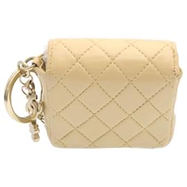Chanel-CHANEL Mini Matelasse Charm Leather Beige CC Auth 25914-Beige