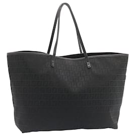 Fendi-FENDI Zucchino Canvas Tote Bag Canvas Black Auth fm875-Black