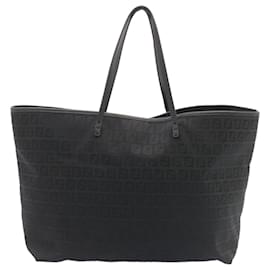 Fendi-FENDI Zucchino Canvas Tote Bag Canvas Black Auth fm875-Black