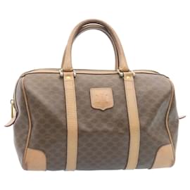 Céline-CELINE Borsa a mano Tela Macadam Pelle PVC Marrone Auth ki1440-Marrone