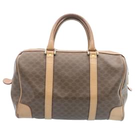 Céline-CELINE Macadam Canvas Hand Bag PVC Leather Brown Auth ki1440-Brown