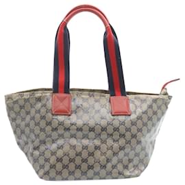 Gucci-GUCCI GG Canvas Sherry Line Shoulder Bag Navy Auth hs251-Navy blue