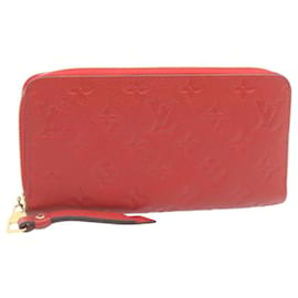 Louis Vuitton-LOUIS VUITTON Monogram Empreinte Zippy Wallet Red M60017 LV Auth knn040-Red