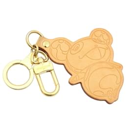 Louis Vuitton-LOUIS VUITTON Takashi Murakami Panda Charm Leather Beige Gold M62637 auth 28191-Beige,Golden