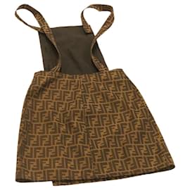Fendi-FENDI Zucca Canvas Skirt Brown Black Auth gt1627-Brown,Black